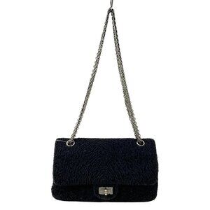 CHANEL 2.55 - Black Chemical Fiber Lambskin Shoulder Bag